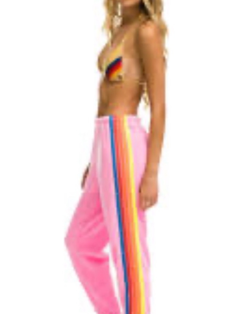 Aviator Nation 5 Stripe Sweatpants in Neon Pink